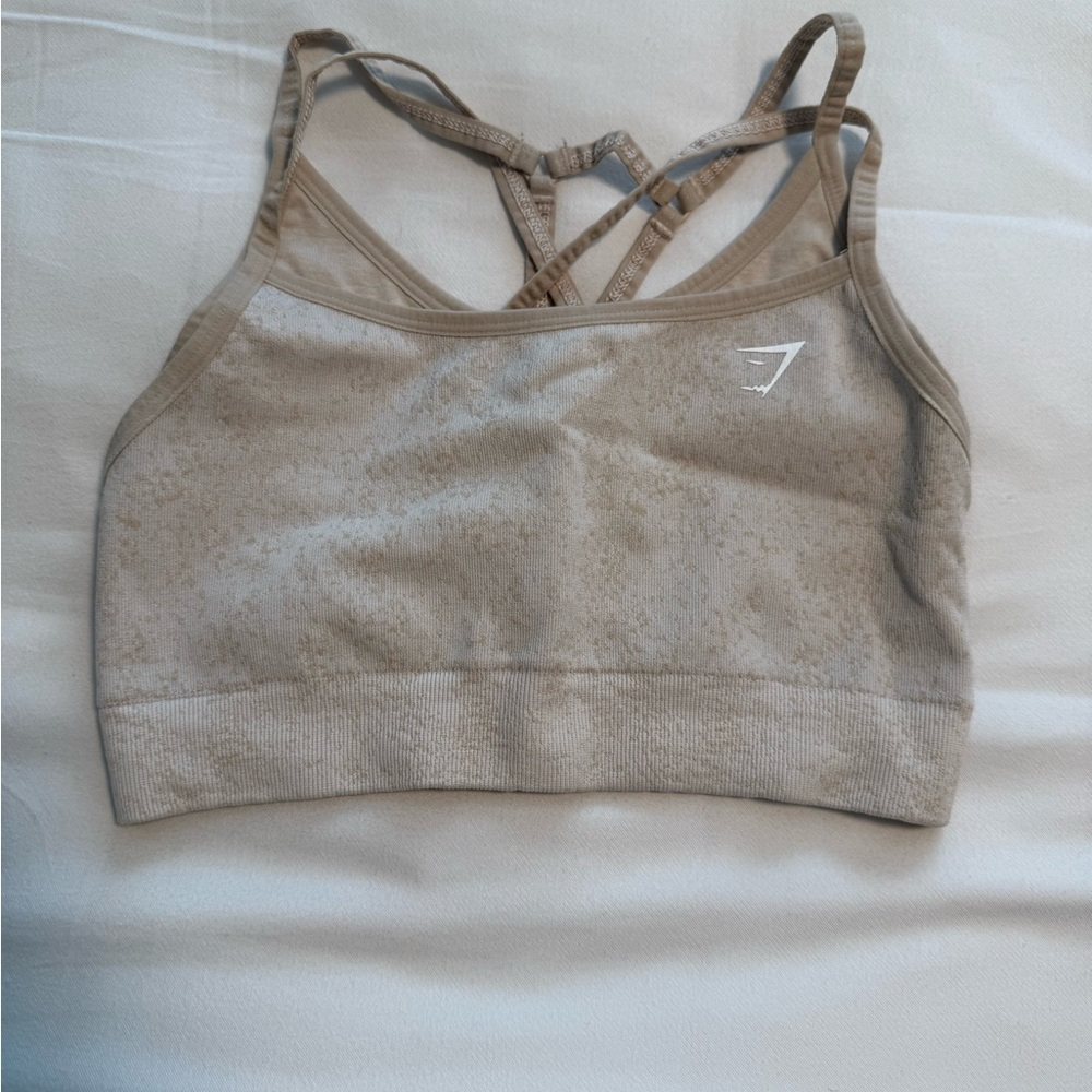 Gymshark Beige Sports Bra with Strappy Back